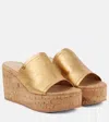 Gianvito Rossi Leather Wedge Sandals In Gold