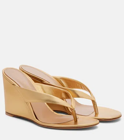 Gianvito Rossi Leather Wedge Thong Sandals In Brown