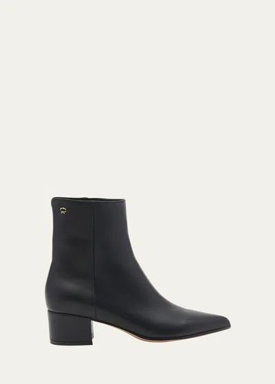 Gianvito Rossi Leather Zip Ankle Booties In Black