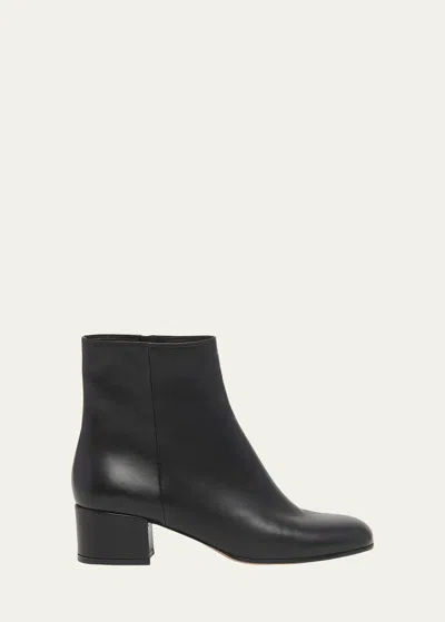 Gianvito Rossi Leather Zip Ankle Booties In Black