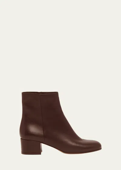 Gianvito Rossi Leather Zip Ankle Booties In Brown