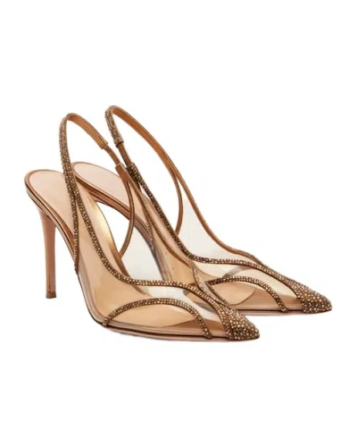 Gianvito Rossi Leather-trimmed Pu Slingback Pumps In Nude