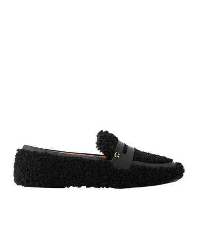 Gianvito Rossi Leather-trimmed Shearling Loafers In Black