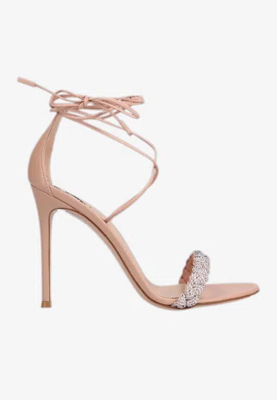 Gianvito Rossi Leomi 100 Crystal Embellished Sandals In Beige