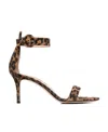Gianvito Rossi Open Round Toe Visible Stitching Buckled Back Strap Leopard Pattern Golden Lettered Logo On Insole S In Multicolor