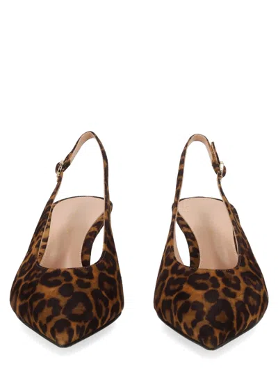 Gianvito Rossi Leopard Print Leather Slingback Pumps, 5.5 Cm Heel In Multi
