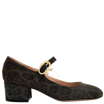 Gianvito Rossi Leopard Print Mary Ribbon Pumps In Brown