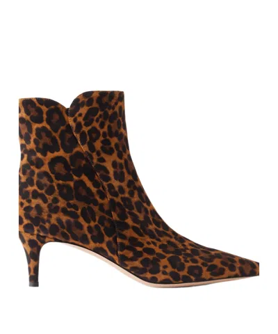 Gianvito Rossi Leopard Print Mid-heel Ankle Boots In Black