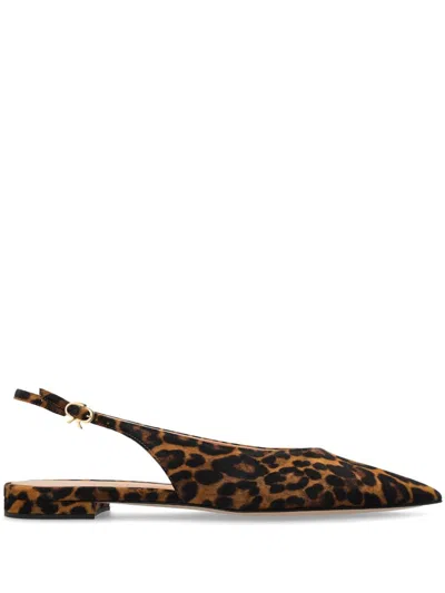 Gianvito Rossi Leopard-print Pointed Sandals In Brown