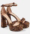 Gianvito Rossi Leopard-print Suede Platform Sandals In Brown