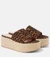 Gianvito Rossi Leopard-print Suede Espadrille Slides In Neutrals