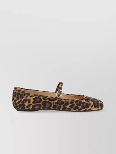 GIANVITO ROSSI LEOPARD PRINT SUEDE FRONT STRAP BALLERINA SHOES