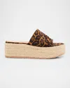 Gianvito Rossi Leopard Slide Flatform Espadrilles In Animal Print
