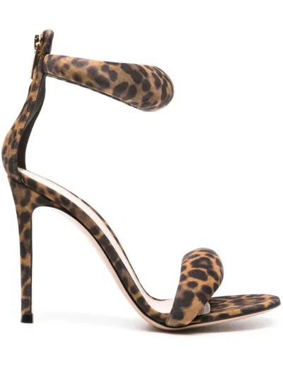 GIANVITO ROSSI LEOPARD SUEDE BIJOUX SANDALS