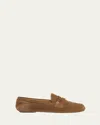 Gianvito Rossi Leopard Velour Penny Loafers In Camel