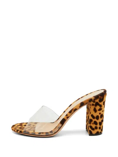 Pre-owned Gianvito Rossi Leopard-print Block-heel Sandals In Neutral