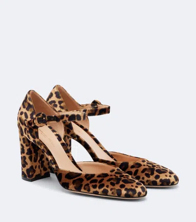 Gianvito Rossi Leopard-print Velvet Pumps In Brown