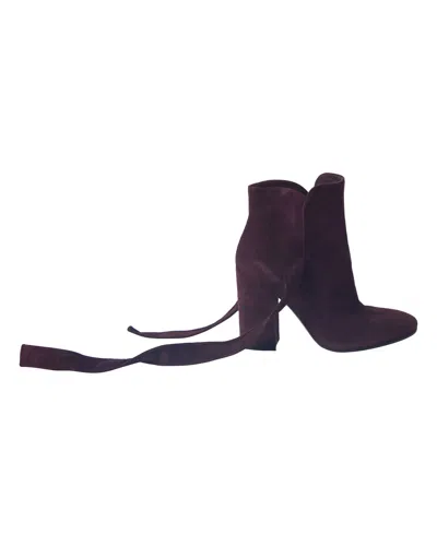 Gianvito Rossi Leslie Ankle-tie Boots In Burgundy Suede In Red