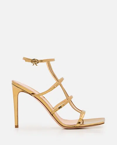 Gianvito Rossi Letal Leather Heel Sandals In Gold