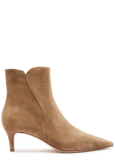 Gianvito Rossi Levy 55 Suede Ankle Boots In Neutral