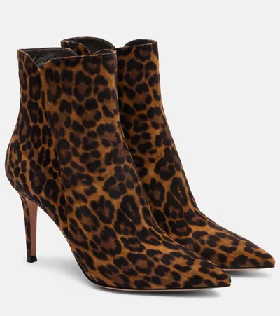 Gianvito Rossi Levy 85 Leopard-print Suede Ankle Boots In Brown