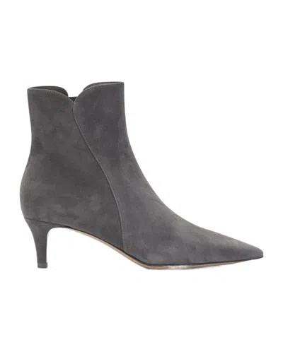 Gianvito Rossi Levy Kitten Heeled Ankle Boots In Gray