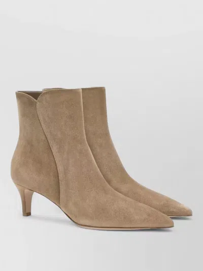 Gianvito Rossi Levy Suede Ankle Boots Kitten Heel In Brown