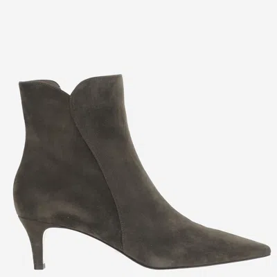 Gianvito Rossi Levy Almond-toe Suede Ankle Boots With A Stiletto Heel In Green