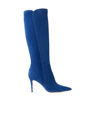 Gianvito Rossi Levy 85 Suede Knee Boots In Blue