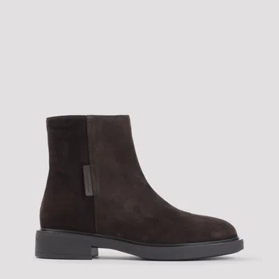 Gianvito Rossi Lexington 20 Leather-trimmed Suede Ankle Boots In Brown