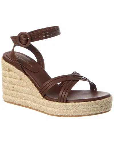 Gianvito Rossi Lianne Beach 70 Leather Wedge Sandal In Brown
