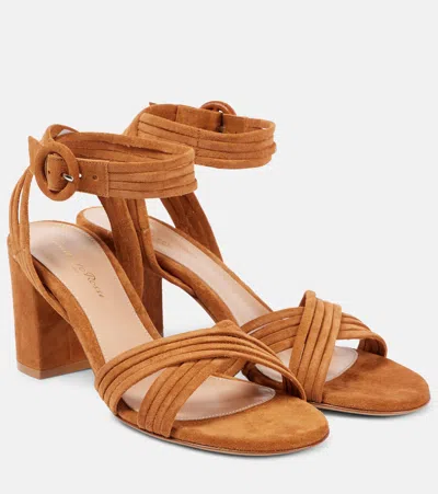 Gianvito Rossi Lianne Criss-cross 70 Suede Sandals In Brown