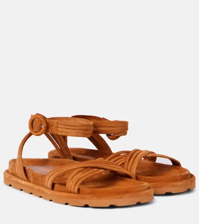 Gianvito Rossi Fussbett Suede Sandals In Beige