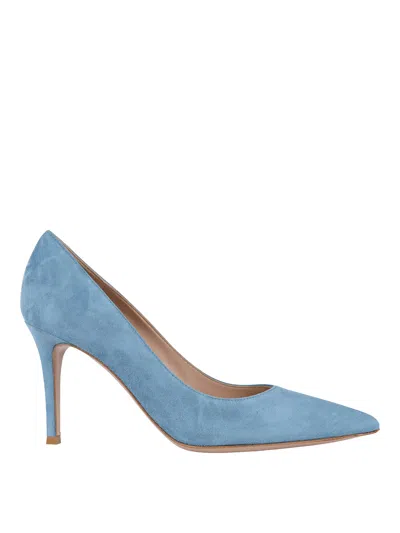 Gianvito Rossi Light Blue Suede Court Shoes In Hellblau