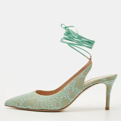 Pre-owned Gianvito Rossi Light Green Lace Irene Ankle Tie Pumps Size 39