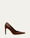 Gianvito Rossi Pointed-toe Leather Pumps In Brown