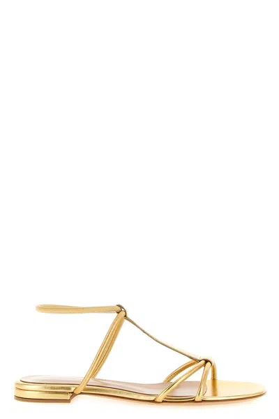 Gianvito Rossi Lilo Elastic Leather Sandals In Gold