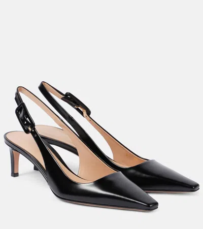 Gianvito Rossi Ribbon Sling 55 Leather Slingback Pumps In Black