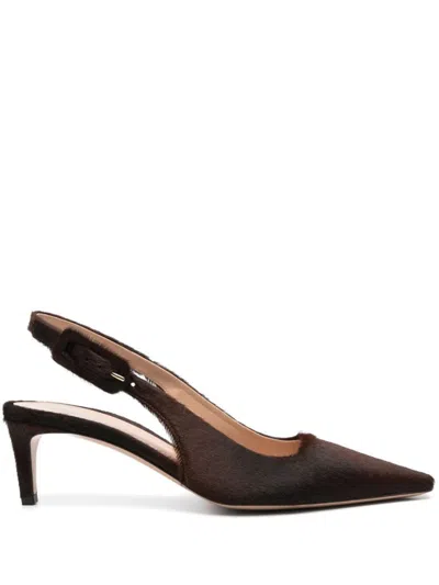 Gianvito Rossi Lindsay Pony Sling Back Shoes In Brown
