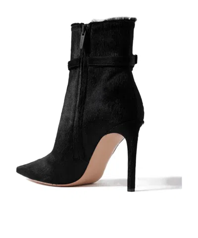 Gianvito Rossi Linsay 95 Buckled Calf Hair Ankle Boots In Black