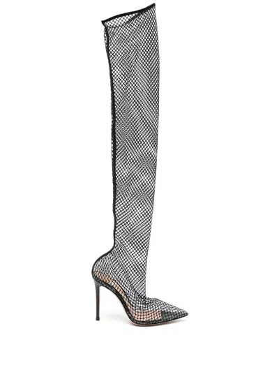 Gianvito Rossi Lipari Plexi Lamb Black Boots