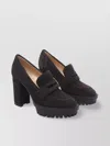 Gianvito Rossi Loafer Block Heel Chunky Sole Suede In Brown