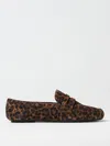 Gianvito Rossi Leopard Velour Penny Loafers In Brown