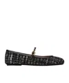 Gianvito Rossi Carla Leather-trimmed Tweed Mary Jane Ballet Flats In Black