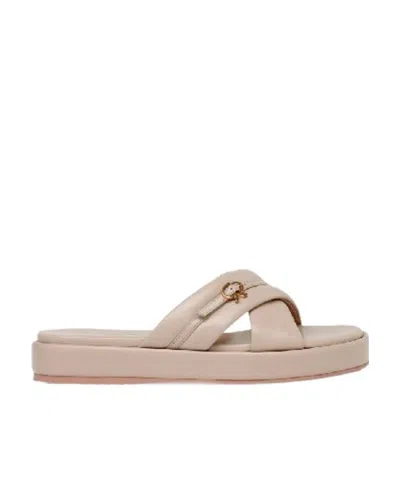 Gianvito Rossi Logo Flat Sandals In Nude