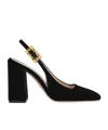 Gianvito Rossi Wondy 95 Velvet Slingback Pumps In Black