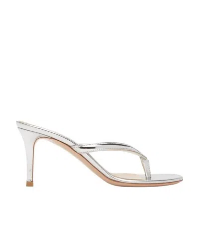 Gianvito Rossi Logo High-heeled Round-headed Sandals In White