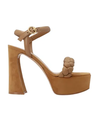 Gianvito Rossi Logo High-heeled Sandals In Brown