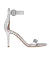 Gianvito Rossi Portofino 105 Metallic Leather Sandals In Silver