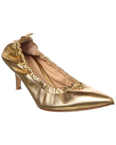 Gianvito Rossi Alina Leather Pump In Gold